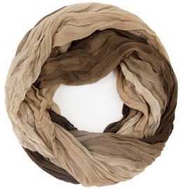 Gloop Women's Scarf Light Loop Scarf Tube Scarf with Colour Gradient Various Colours, Brown-Dark Beige Loop Scarf