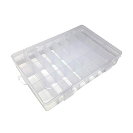 On1shelf Transparent Thick Hard Plastic Adjustable Compartment Slot Plastic Craft Storage Box Organizer For Toy Desktop Jewelry Accessory Drawer Or Kitchen (19.6x13.2 x3.6 cm)
