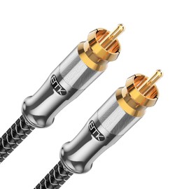 EMK 3Ft RCA to RCA Subwoofer Cable - 24K Gold-Plated, Nylon Braided RCA Audio Cable, Double Shielded Digital Coaxial Cable for Premium Home Theater & Hi-Fi Systems