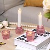 12pcs Pink Taper Candle Holders, Glass Candlestick Holders, Tea Light