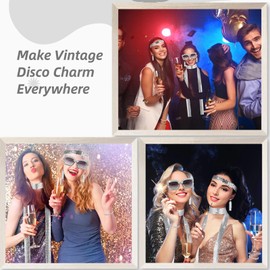 SWEWARM 6 PCS 70s Disco Accessories Women - Disco Jewelry for Women 70 s Earrings Sequin Scarf Sunglasses Diamond Headband Necklace Party Favors Supplies Club Musical Festival Outfit