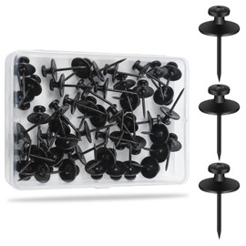 KURUI 60Pcs Double Headed Nails for Hanging Pictures, Wall Hangers Without Nails, Thumb Tacks for Wall, Renter Friendly Decor Push Pins for Tapestry Frame Art, no Nail Picture Hangers-Black