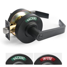 MrArm Privacy Indicator Lock and Lever, Large Grade 2 Commercial Door Handle, Bathroom Door Handle Perfect for Public restrooms Including Restaurants, Hospitals, Medical Offices, Matte Black