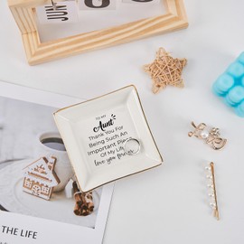 COZITED Aunt Gifts - Jewelry Dish Trinket Tray for Auntie Birthday, Christmas, Mother's Day & Valentines from Niece or Nephew