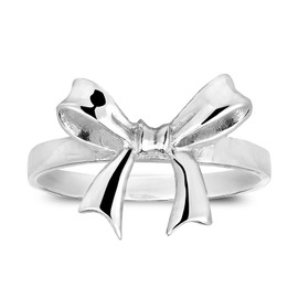Adorable Ribbon Bow Tied .925 Sterling Silver Ring, 8, Metal