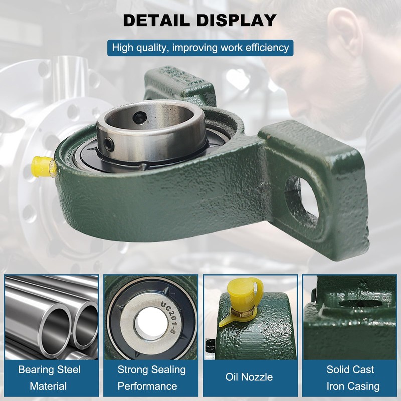 Tonmp 4 Pack UCP205-16 Pillow Block Mounted Ball Bearing -