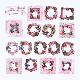 MAFELOE 30 Pieces Scrapbook Stickers Journaling Supplies, PET Aesthetic Stickers for Junk Bullet Journaling Bottles Decor- Butterfly Frame Series-MGHD