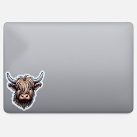 Floral Highland Cow Aesthetic Cow Sticker Decal For Car, Bike, SUV, Truck, Helmet, Laptop, Water Bottle, Notebook, Decal window, Guitar, Skateboard, Bumper Vinyl Waterproof sticker 5 inch (Design 8)