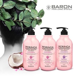 Baron Moringa Cherry Blossom Shampoo 500g x2 + Treatment 500g / 바론 모링가 체리블라썸 샴푸 500g x2 + 트리트먼트 500g