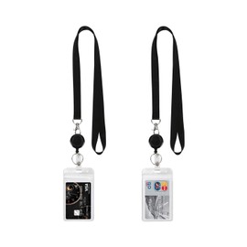 Aieve 2 Pack Retractable id Badge Holder with Lanyard, Clip Reel Vertical Quick Release and Safety，Retractable Badge Carabiner Reel Clip with Waterproof ID Cards Holders