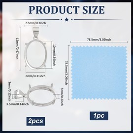 BENECREAT 2Pcs Large 925 Sterling Silver Blank Tray, Oval Bezels Settings Pendants, Open Back Bezel Blank Tray with 4 Claws for 16x12mm Gemstones, Blank Pendants, Necklace Jewelry Making