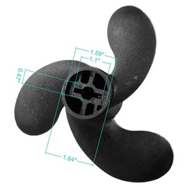DEDC 3-Vanes Black High Strength Nylon Propeller, High Performance Propeller for Tohatsu Nissan 2.5/3.5HP Mercury Outboard