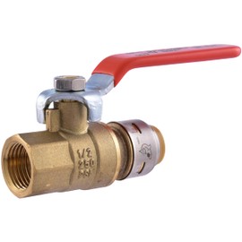 SharkBite Max 1/2 Inch x 1/2 Inch Ball Valve with FNPT Connector, Push to Connect Brass Plumbing Fitting, PEX Pipe, Copper, CPVC, PE-RT, HDPE, UR22182A