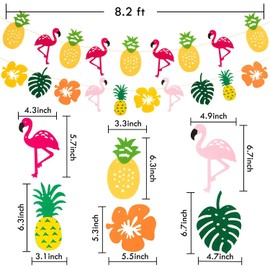 siawadeky Hawaiian Party Decorations Set Birthday Decorations Summer Pineapple Flamingo Garland Paper Lantern Paper Fan Honeycomb Ball Decoration Set Photography Backdrop Anniversary Celebration