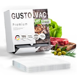 GustoVac Premium Vacuum Bags - Made in Germany - Various Sizes - For All Vacuum Sealers - Embossed Structure - Suitable for Sous-Vide Cooking - Extra Strong Welded Seam