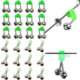 24 Pcs Fishing Bells Clip, Loud Sound Bite Fishing Rod Alarm, Fishing Ring Bell, Screw Fishing Bells, plastic clip Fishing Bells, Twin Bells Plastic Fishing Bells Clips for Fishing Enthusiasts