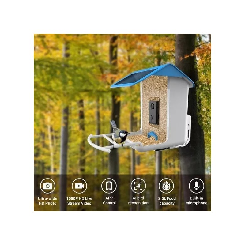 Bird Smart AI Recognition Bird Feeder HD Streaming Video Solar
