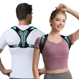 Vervex Corrector de Postura para Hombre y Mujer, Soporte de Espalda Ajustable y Transpirable, Alivia Dolor de Espalda, Cuello y Hombros, Corrector de Espalda para Oficina, Trabajo y Uso Diario (Talla única)