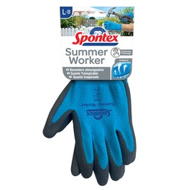 Spontex Summer Worker PU Coated Work Gloves EN 388 Touch Screen Compatible, Lightweight and Breathable Size L, 1 Pair Blue