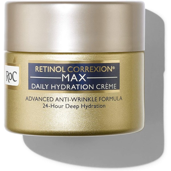 RoC Retinol Correxion Max Daily Hydration Anti-Aging Daily Face Moisturizer with Hyaluronic Acid, Oil Free Line Smoothing Skin Care Cream, 1.7 oz (Packaging May Vary)
