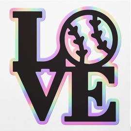 Holographic Decal Stickers of Love Softball Comic Premium Waterproof Vinyl Decal Stickers for Laptop Phone Accessory Helmet Car Window Mug Tuber Cup Door Wall Decoration ANDVER303858aHO
