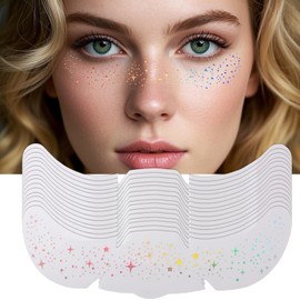 12 UNIDADES Tatuajes Temporales de Estrella de Pecas de Purpurina Facial Holográfica Plateada - Calcomanías Brillantes de Pecas a Prueba de Agua, Parches de Maquillaje Pecas de Purpurina en Tatuaje Facial, Pecas Brillantes para Festival, Rave, Halloween y