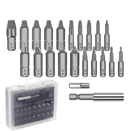 Damaged Screw Extractor Kit 22Pcs Screwdriver Bit Set Screw Extractor and Remove Tool Broken Bolt Stripped Screw Extractors with Magnetic Extension Bit Holder & Socket Adapt