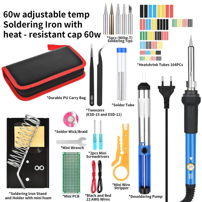 Soldering Iron Kit - 60W Welding Tools with Adjustable Temp