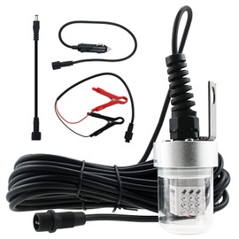 XINHAOHANG Led Fishing Light,Ice or Night Fishing Lights,Battery Clip 12V IP68 7M,Underwater Submersible Lure Lamp,Attractants for Squid,Crappie,for Dock,Fresh & Salt Water(White 15W)