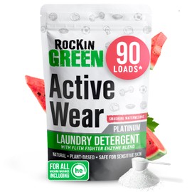 Rockin' Green Laundry Detergent, Plant based, All Natural Laundry Detergent Powder, Vegan and Biodegradable Odor Fighter, Safe for Sensitive Skin (Active Wear 90 Loads - Smashing Watermelons)
