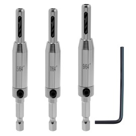 Upgrade Hinge Drill Bit Set 3Pcs, 1/4" Hex Shank Hinge Drill Bit Guide Set, High Speed self centering drill bit, 2.4mm, 2.8mm, and 3.6mm, For Door Window Cabinet hinges drill bits self centring