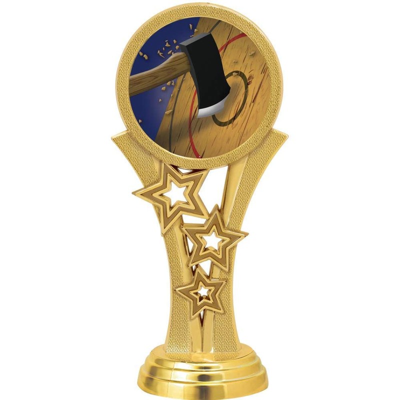 Axe Throwing Trophies, 11" Blue Stars Axe Throwing Trophy Award,