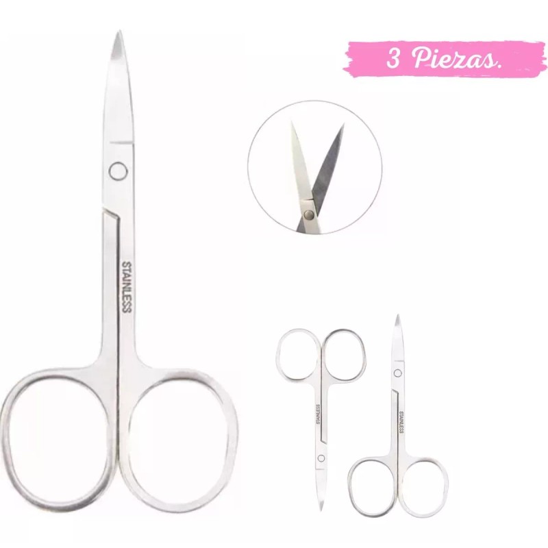 Modalan Tijeras De Acero Inoxidable Manicura / Cejas/ (3 Piezas)