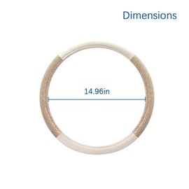 Zpana Car Steering Wheel Cover, 15" Linen Breathable Soft Anti-Slip Full Surround Vehicle Steering Wheel Protector, Automobile Interior Protection, Universal for Sedan Truck SUV (Beige)