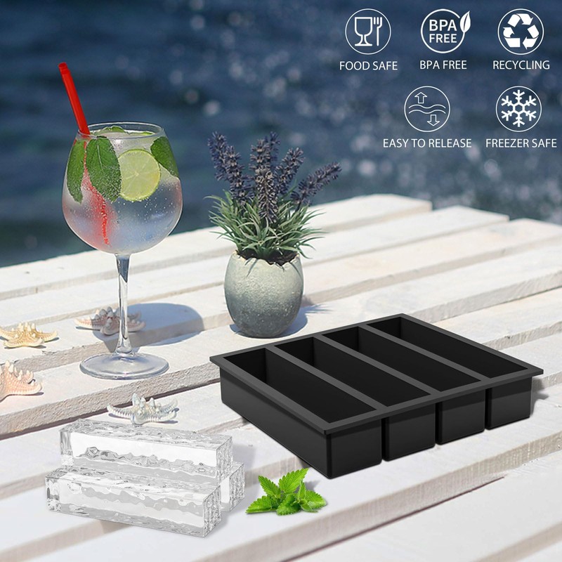 Vinkoe Kitchen Silicone Ice Cube Trays Large for Whisky, Collins