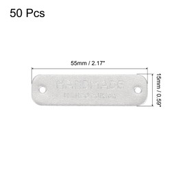 sourcing map 50 Pcs Handmade Leather Labels, PU Leather Handmade Tags Button with Hole Embossed Tag for Embellishment DIY Sewing Crafts, 55x15mm, Grey