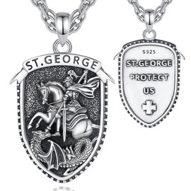 CELESTIA Cross Pendant Saint Christopher Archangel Michael Three Kings Crucifix Necklace Silver 925 Christian Jewellery Gifts Women Men, Sterling Silver Stainless Steel, No Gemstone