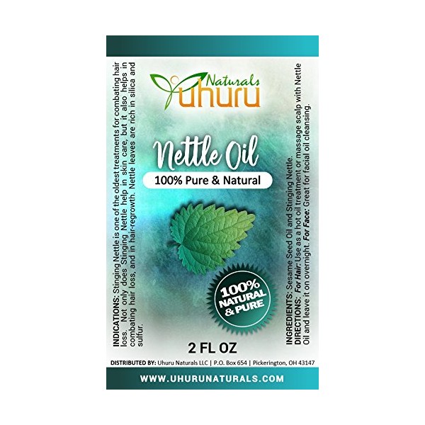Uhuru Naturals Nettle Oil - Multipurpose Hair and Skin Oil - Contains All-Natural Ingredients Promotes Hair Regrowth and Helps Fight Hair Loss Reduces Skin Irritation and Redness