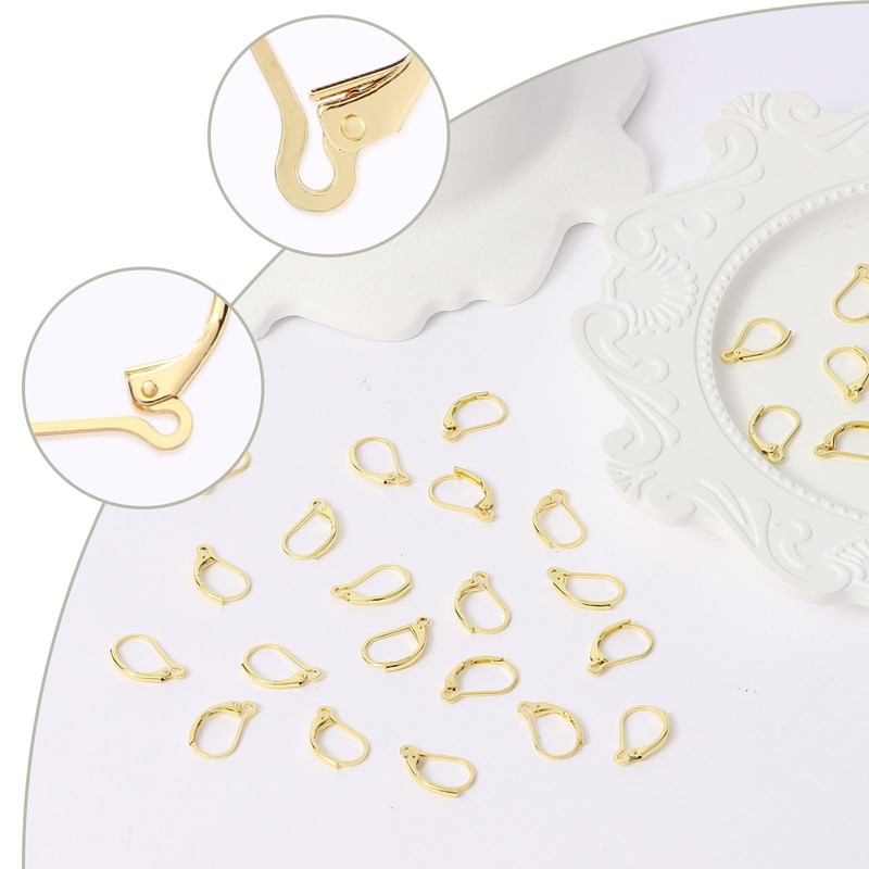 TMMATE 100pcs 18K Gold Filled Leverback Earring Hooks, Hypoallergenic French