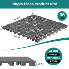 LILYPELLE Garage Floor Tiles Lnterlocking - 12 x 12 x 0.6 in 36Pack Soft PVC Garage Floor Covering Tile - Non-Slip Easy Install & Clean Garage Flooring Tiles for Garages, Basements, Repair Shops, Gym