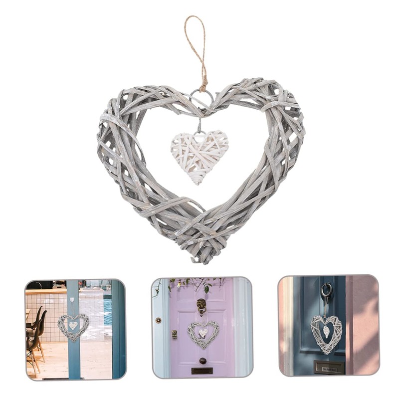 Alipis 3pcs Heart Craft Hanging Xmas Door Wreath Wedding Heart