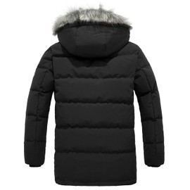 wantdo Men's Black Winter Jackets Waterproof Puffy Coats With Hood (Black, Small)