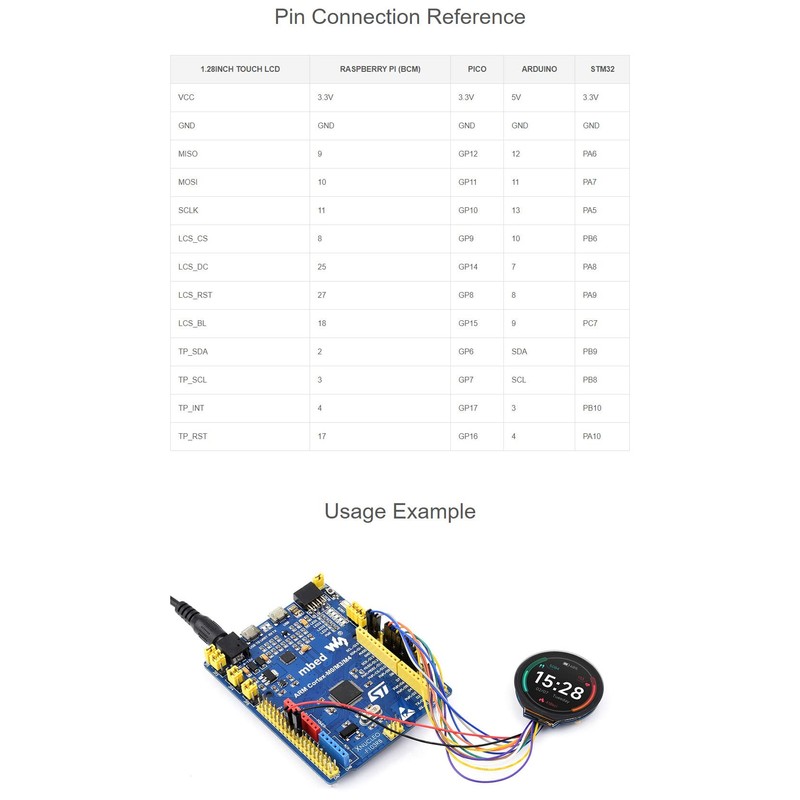 1.28 inch Round LCD with Touch Panel for Raspberry Pi
