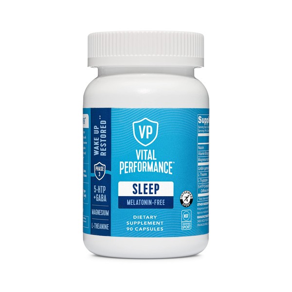 Vital Performance Sleep Capsules, Melatonin Free Supplement, NSF Certified and Vegan Friendly, 90ct Bottle