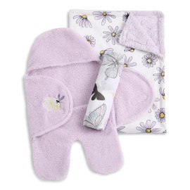Evolur buybuy Baby Secret Garden 3 pc Gift Set - Sherpa Sack Wrap, Bamboo Muslin Wrap & Velour Blanket