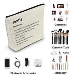 YULUENZE Appreciation Gifts Auntie Definition Makeup Bag Toiletry Pouch with Zipper Birthday Christmas Mother's Day Gift Auntie Cosmetic Bag for Women Aunts Auntie