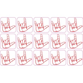 StickerTalk Red ASL I Love You Vinyl Stickers, 1 Sheet of 15 Stickers, 1 inch by 1 inch Each