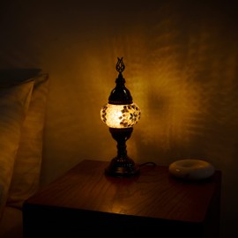 Selenly Turkish Moroccan Mosaic Table Lamp - Inspiring Handcrafted Turkish Lamp - Vibrant Turkish Light for Home Décor - Elegant Moroccan Accent Lighting (Brown, Small) (Bulb Included)