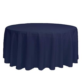 YOUR CHAIR COVERS - 132 Inch Round Premium Polyester Tablecloth - Navy Blue, Linen Table Cloth for Standard Round Tables