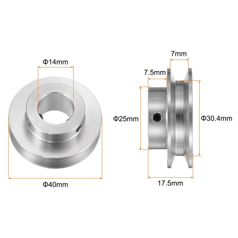 sourcing map Single Groove Pulley 14 mm Fixed Bore 40